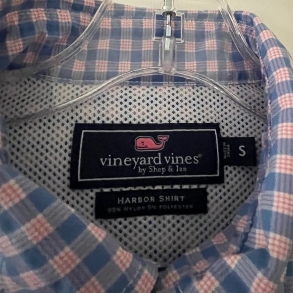 Vineyard Vines Harbor Shirt blue & pink check men’s small - Picture 3 of 10